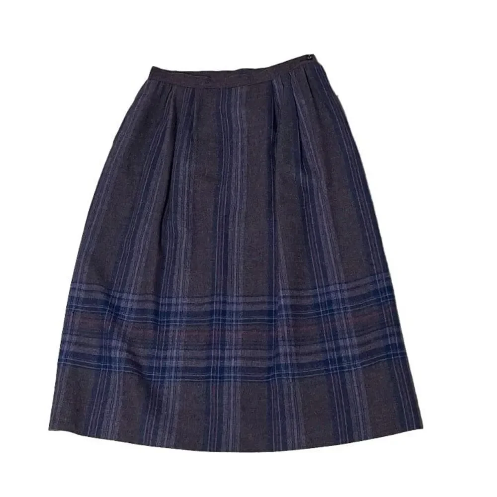 PENDLETON Purple Plaid Wool Skirt Midi Fully Lined VINTAGE Size 10 - Picture 4 of 10